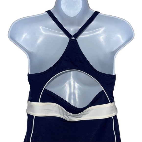 Lands End Womens Tankini Top 10 Solid Color Navy Blue Padded Wire Free Bra - Picture 7 of 9